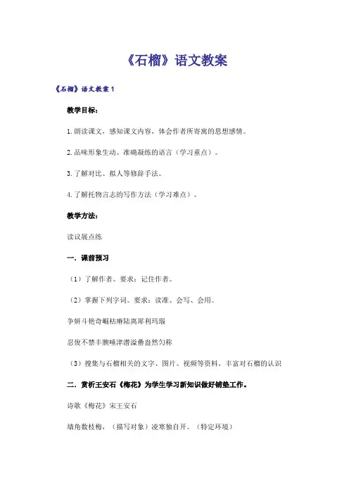 《石榴》语文教案