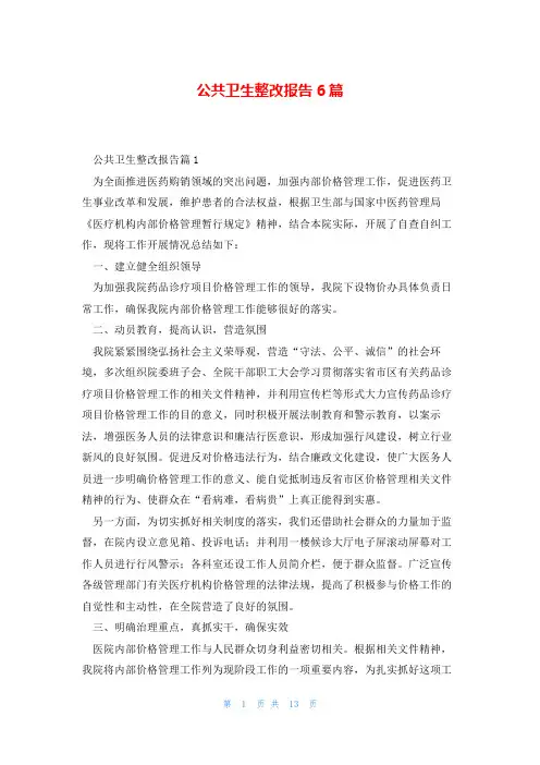 公共卫生整改报告6篇