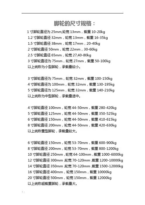 脚轮的尺寸规格