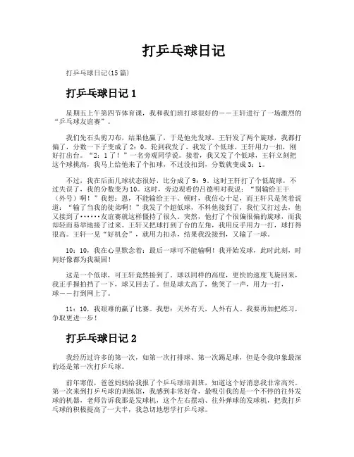 打乒乓球日记