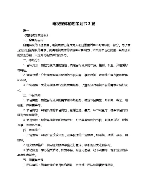 电视媒体的想策划书3篇