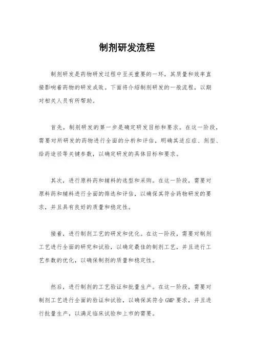 制剂研发流程