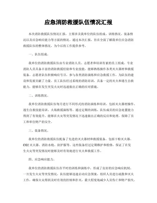 应急消防救援队伍情况汇报