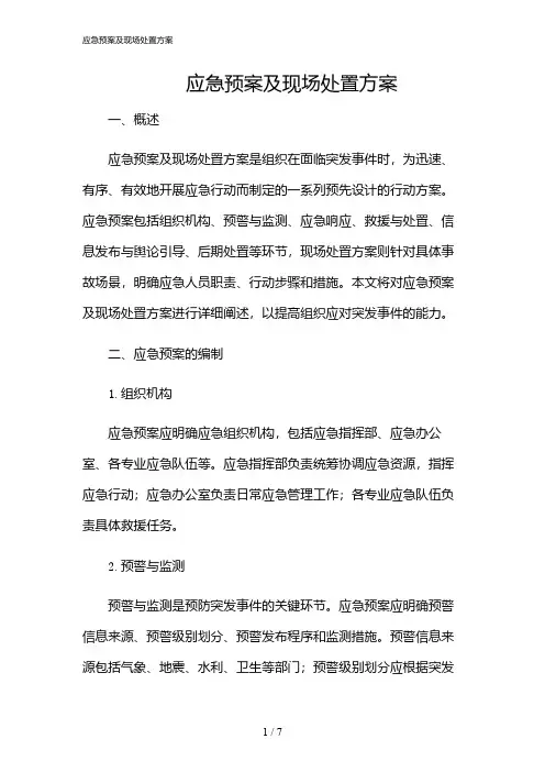 2024年应急预案及现场处置方案