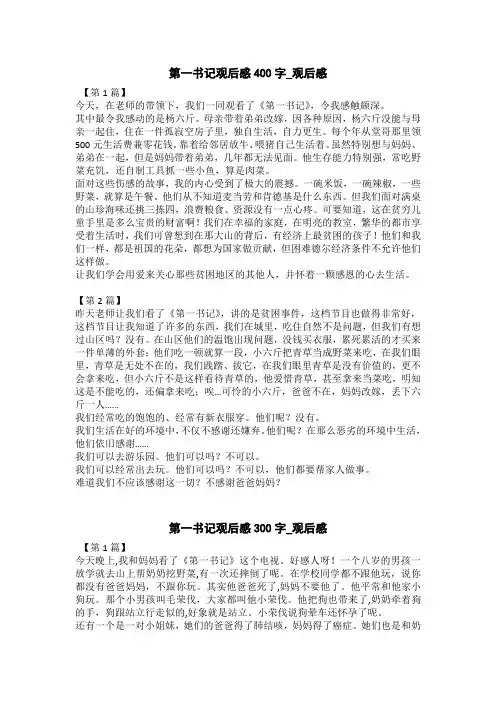 第一书记观后感300字_观后感