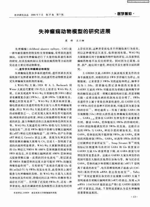 失神癫痫动物模型的研究进展