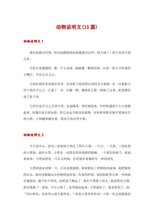 动物说明文(15篇)