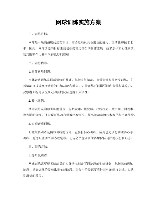网球训练实施方案