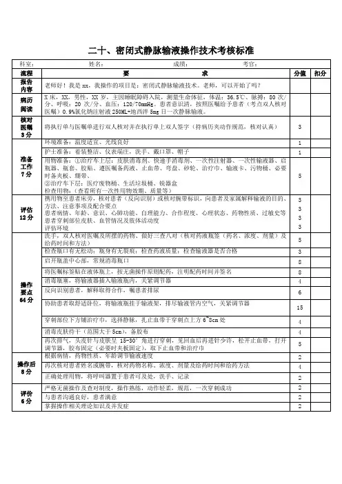1_密闭式静脉输液评分标准