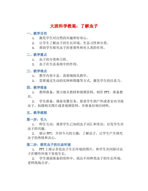 大班科学教案：了解虫子 (2)