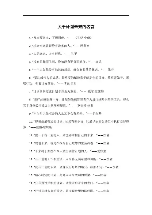 关于计划未来的名言