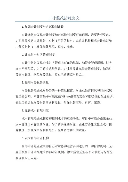 审计整改措施范文