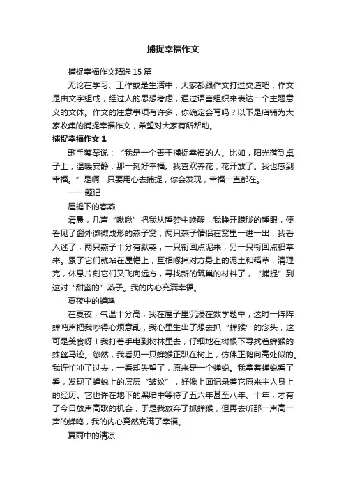 捕捉幸福作文