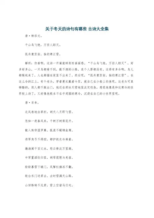 关于冬天的诗句有哪些 古诗大全集