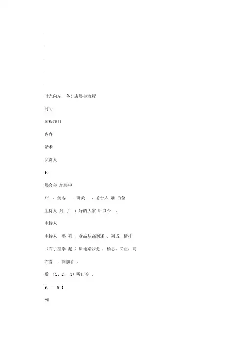2020年美容院(皮肤管理中心)晨会流程与主持人话术