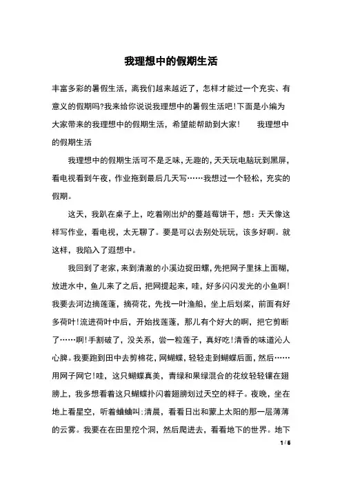 我理想中的假期生活