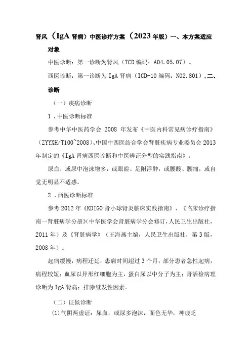 肾风(IgA肾病)中医诊疗方案 (2023年版)_002