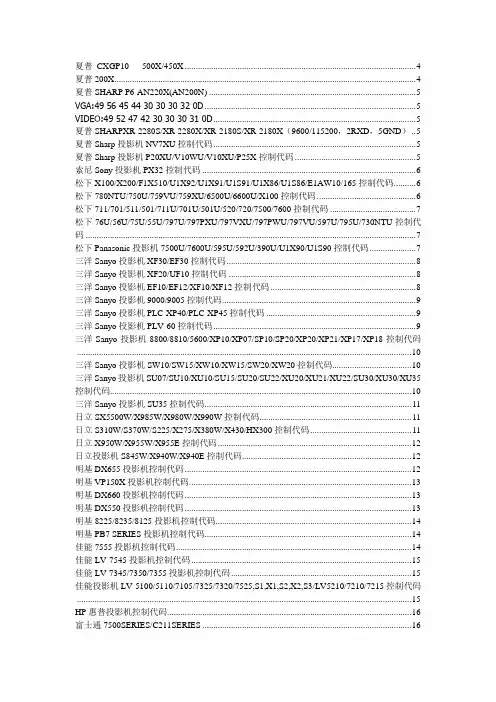 投影机代码大全
