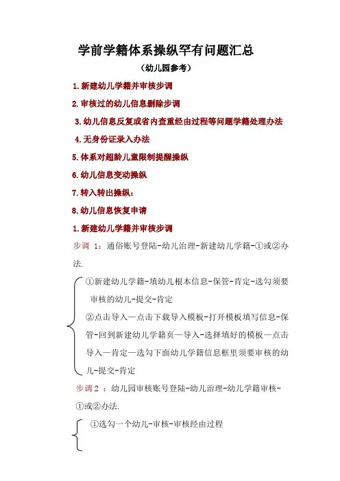 学前学籍系统操作常见问题汇总(学前学籍管理员参考)-学前学籍系统操作常见问题汇总