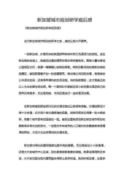 新加坡城市规划研学观后感