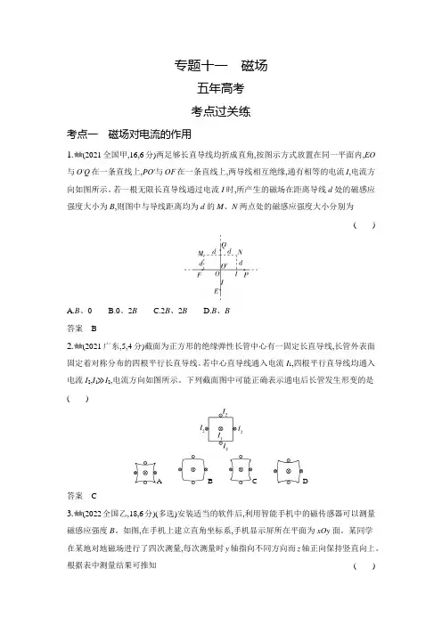 新高考物理复习专题十一磁场练习含答案