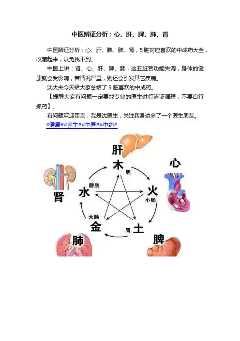 中医辨证分析：心、肝、脾、肺、肾