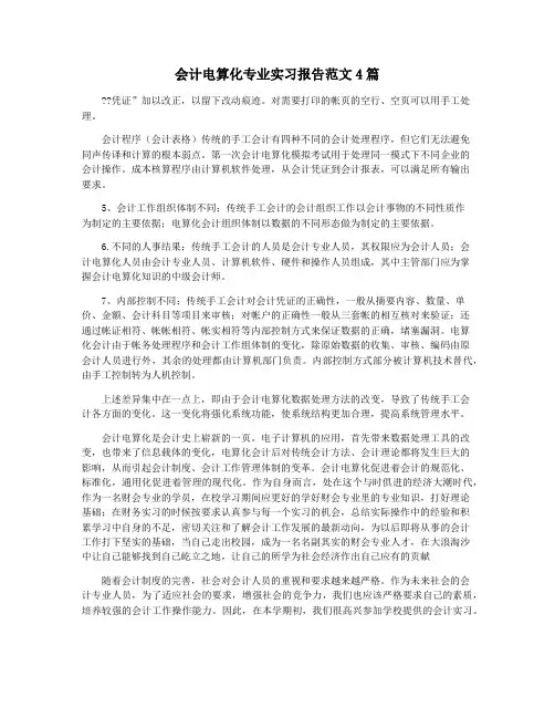 会计电算化专业实习报告范文4篇