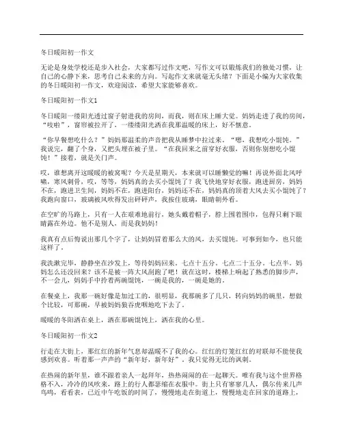 冬日暖阳初一作文
