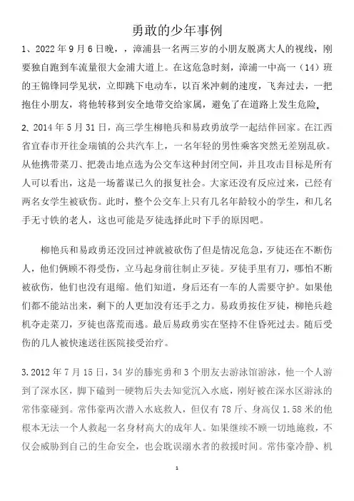 勇敢的少年事例