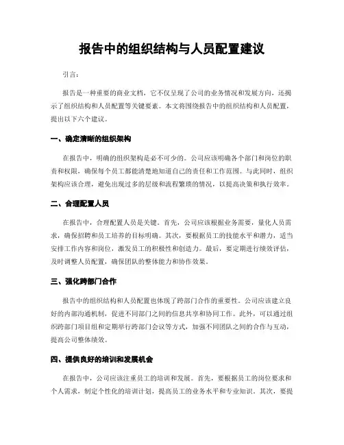 报告中的组织结构与人员配置建议