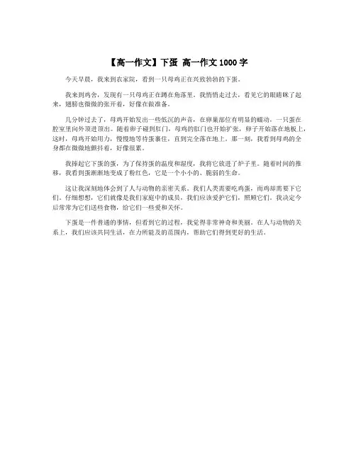 【高一作文】下蛋 高一作文1000字