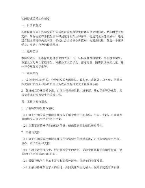 初级特殊关爱工作制度