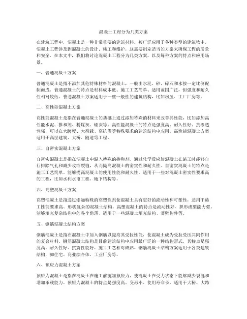 混凝土工程分为几类方案