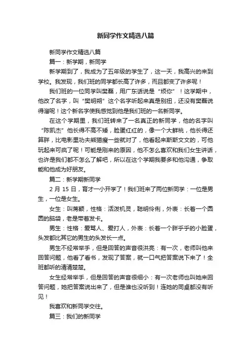 新同学作文精选八篇