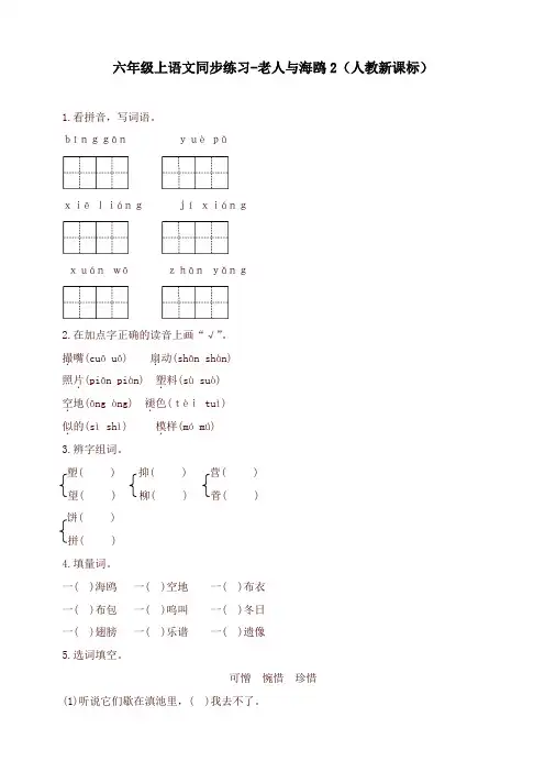 2019年新人教版六年级上册语文同步练习-老人与海鸥2-有答案