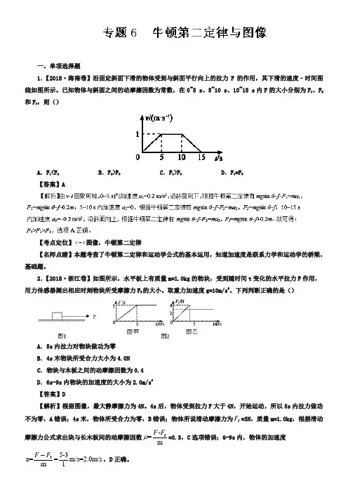 专题06 牛顿第二定律与图像—七年高考(2018-2019)物理试题分项精析版 Word版含解析
