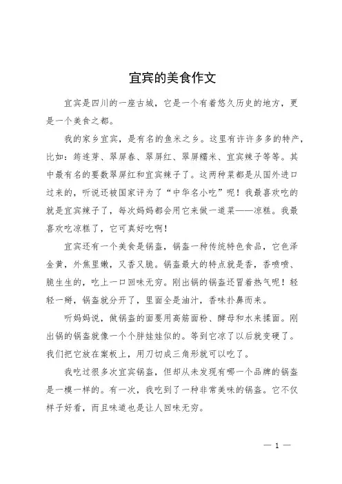 宜宾的美食作文