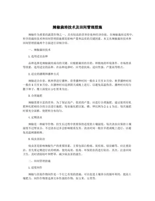 辣椒栽培技术及田间管理措施