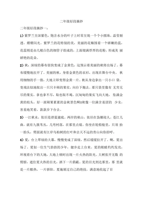 二年级好段摘抄