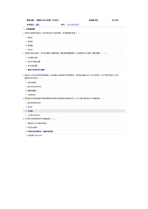 网络文化与伦理 第三部分