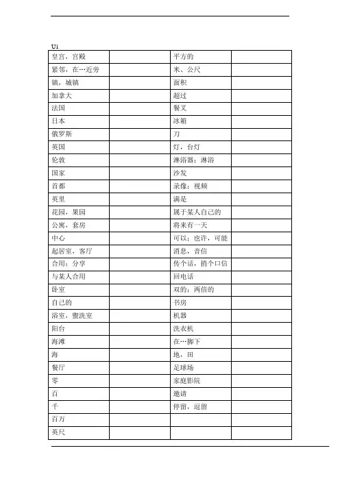 牛津初中英语译林版7下全册单词默写表