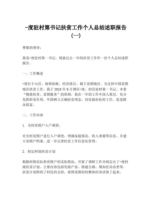 -度驻村第书记扶贫工作个人总结述职报告 (一)