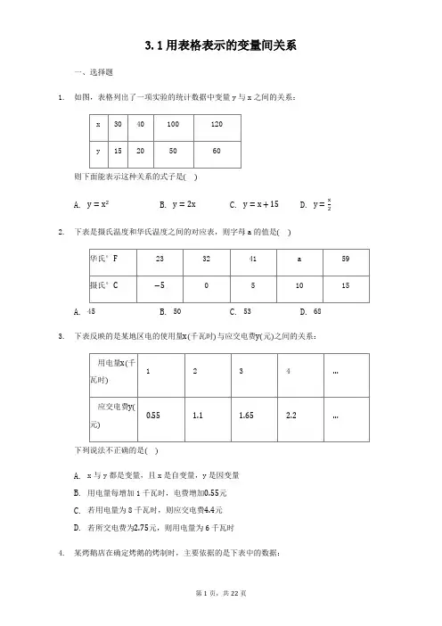 北师大版七年级下册数学第三章第1---3节同步复习题含答案