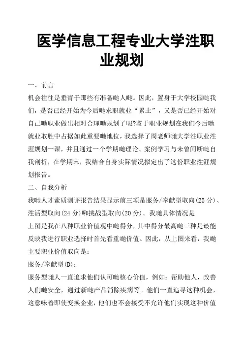 医学信息工程专业大学生职业规划