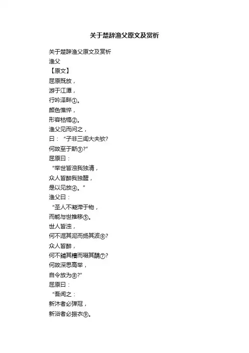 关于楚辞渔父原文及赏析