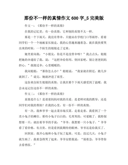 那份不一样的真情作文600字_5完美版