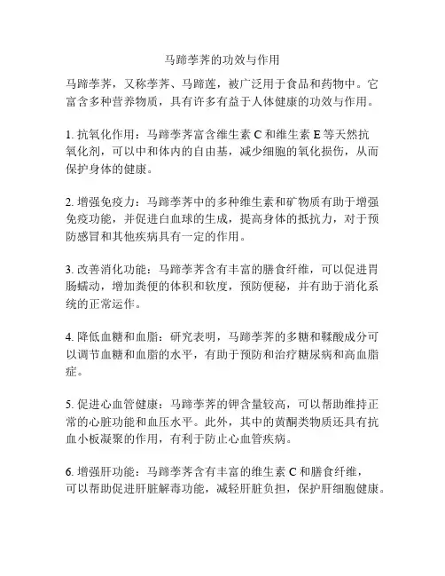 马蹄荸荠的功效与作用