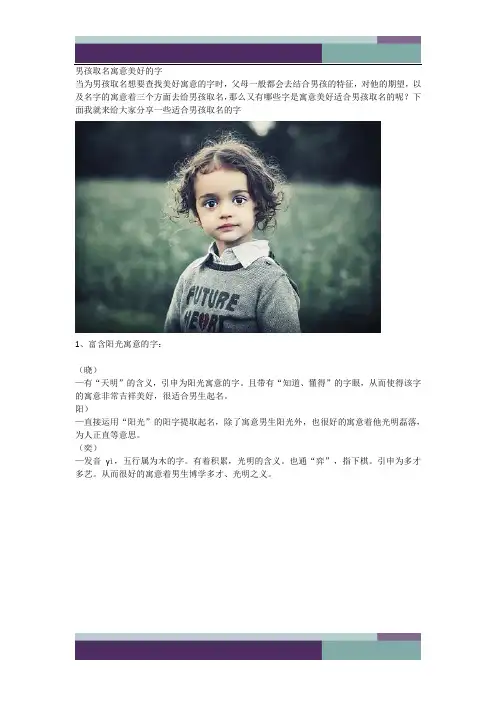 男孩取名寓意美好的字