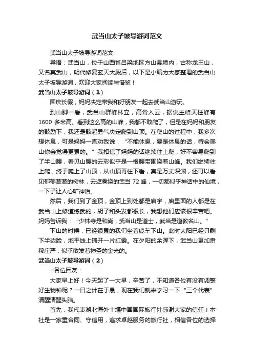 武当山太子坡导游词范文