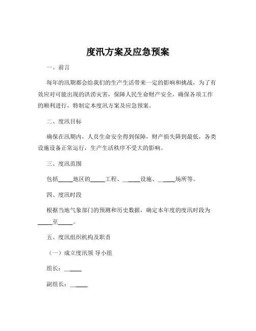 度汛方案及应急预案
